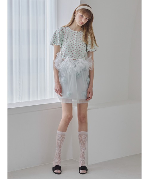 etre loin(エトルワン)の「Rose tulle mini skirt / ローズチュールミニスカート(スカート・レディース・イエロー/ピンク/ミント・M)」の13枚目の写真