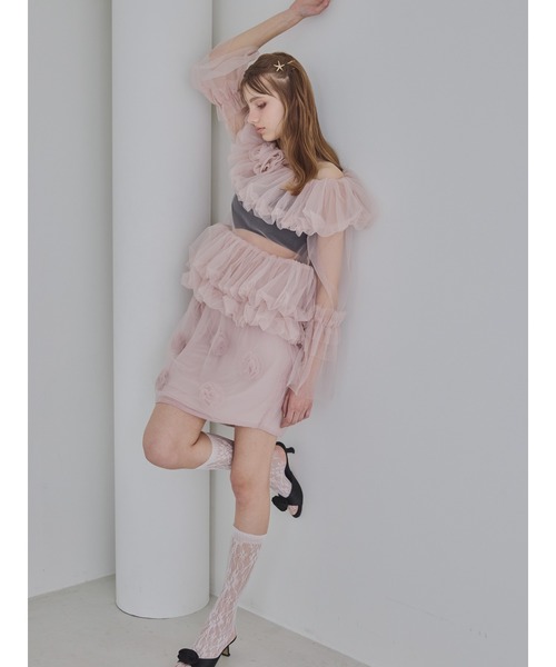 etre loin(エトルワン)の「Rose tulle mini skirt / ローズチュールミニスカート(スカート・レディース・イエロー/ピンク/ミント・M)」の21枚目の写真