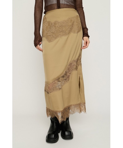 SLY(スライ)の「VINTAGE SATIN LACE SK ヴィンテージサテンレーススカート 秋服 冬服(スカート・レディース・ベージュ/ブラック/カーキ・FREE)」の2枚目の写真