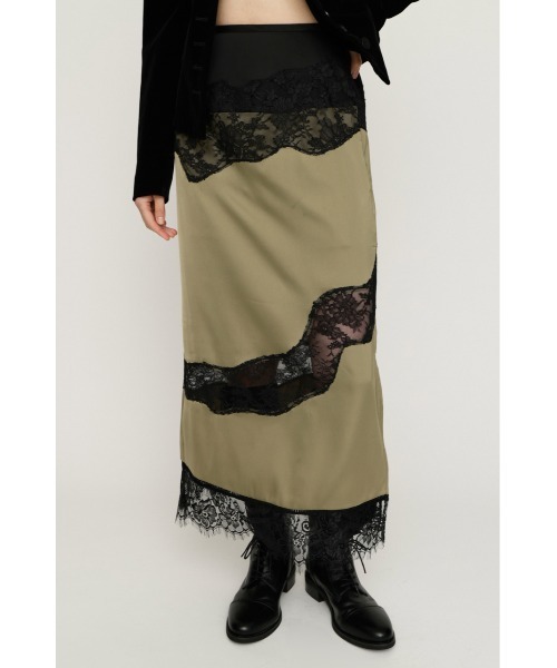 SLY(スライ)の「VINTAGE SATIN LACE SK ヴィンテージサテンレーススカート 秋服 冬服(スカート・レディース・ベージュ/ブラック/カーキ・FREE)」の3枚目の写真