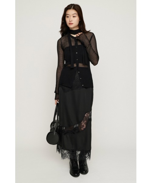 SLY(スライ)の「VINTAGE SATIN LACE SK ヴィンテージサテンレーススカート 秋服 冬服(スカート・レディース・ベージュ/ブラック/カーキ・FREE)」の4枚目の写真