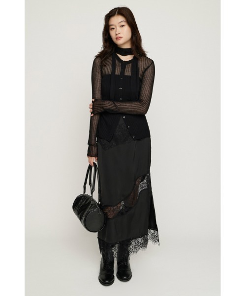 SLY(スライ)の「VINTAGE SATIN LACE SK ヴィンテージサテンレーススカート 秋服 冬服(スカート・レディース・ベージュ/ブラック/カーキ・FREE)」の6枚目の写真