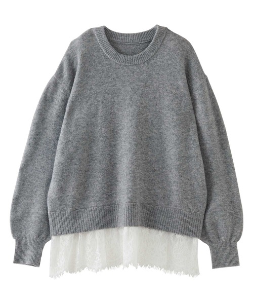 GeeRA（ジーラ）の「裾レースレイヤード風ドッキングニット（ニット/セーター・レディース・ベージュ/杢グレー・X-LARGE/LARGE/MEDIUM）」の16枚目の写真