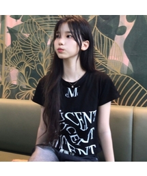 ウェーブレタリング半袖Tシャツ