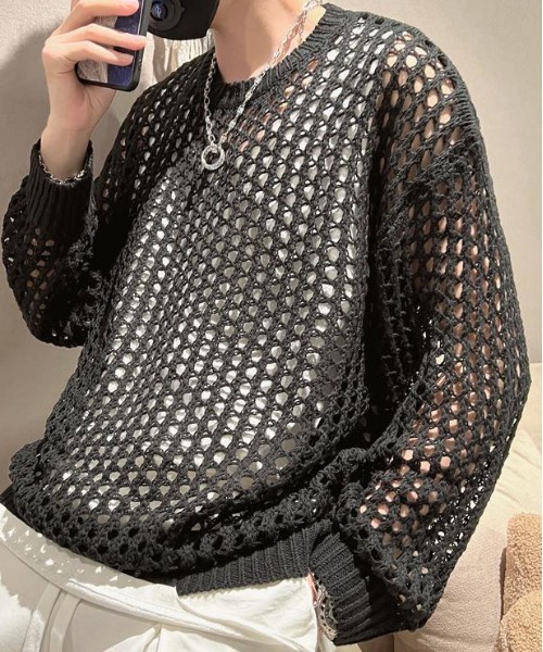 DOUBLE STEAL(ダブルスティール)の「DSメッシュニットプルオーバー(Tシャツ/カットソー・メンズ・グリーン/ホワイト/パープル/ブラック・MEDIUM/X-LARGE/LARGE)」の5枚目の写真