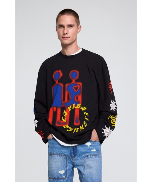 Desigual(デシグアル)の「ロボットグラフィック長袖Tシャツ(Tシャツ/カットソー・メンズ・ブラック・XS/S/M/L/XL)」の2枚目の写真