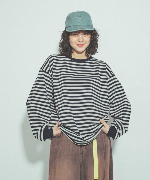 niko and...(ニコアンド)の「バックモチーフボーダーTシャツ by MAO KAWASAKI(Tシャツ/カットソー・レディース・ブラック/ネイビー・MEDIUM/LARGE)」の17枚目の写真