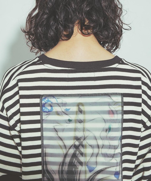 niko and...(ニコアンド)の「バックモチーフボーダーTシャツ by MAO KAWASAKI(Tシャツ/カットソー・レディース・ブラック/ネイビー・MEDIUM/LARGE)」の4枚目の写真