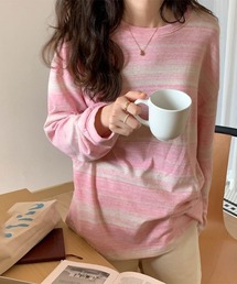 かすれマルチボーダーロングTシャツ
