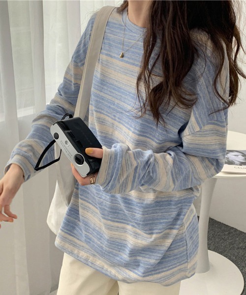 ReRe(リリ)の「かすれマルチボーダーロングTシャツ(Tシャツ/カットソー・レディース・ブラック/ピンク/ブルー/グリーン・MEDIUM/LARGE/X-LARGE)」の17枚目の写真