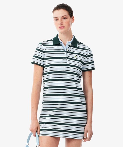 LACOSTE(ラコステ)の「マルチボーダーポロドレス / ワンピース(シャツワンピース・レディース・ブルー・36/38)」の1枚目の写真