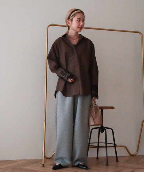 AMERICAN HOLIC(アメリカンホリック)の「【イージーケア】袖レースシャツ(シャツ/ブラウス・レディース・ブラウン/ストライプ・M/L)」の11枚目の写真