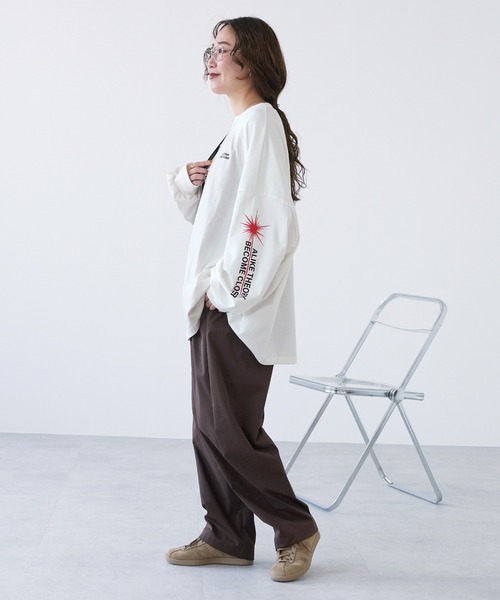 reca(レカ)の「袖ロゴロングTシャツ(Tシャツ/カットソー・レディース・チャコール/オフホワイト・FREE)」の8枚目の写真