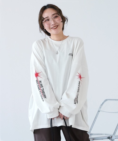 reca(レカ)の「袖ロゴロングTシャツ(Tシャツ/カットソー・レディース・チャコール/オフホワイト・FREE)」の12枚目の写真