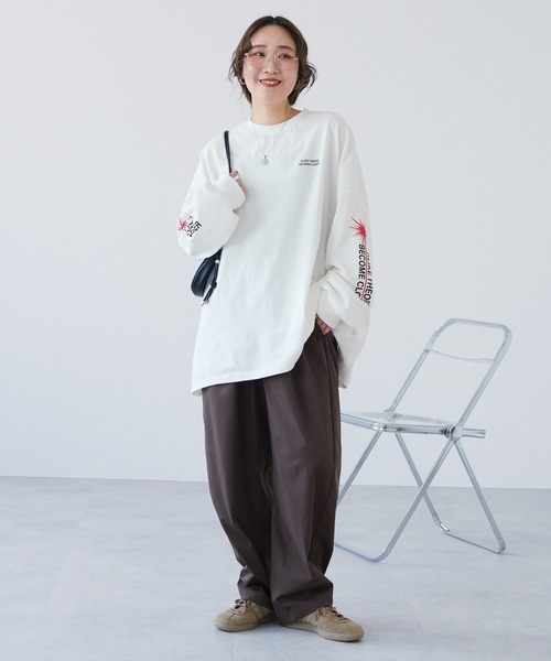 reca(レカ)の「袖ロゴロングTシャツ(Tシャツ/カットソー・レディース・チャコール/オフホワイト・FREE)」の9枚目の写真