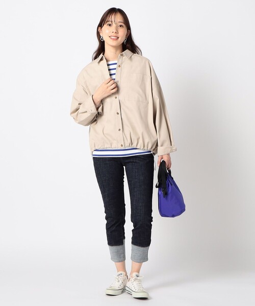 Grand PARK（グランドパーク）の「ドロスト仕様　ブルゾンライクシャツ（シャツ/ブラウス・レディース・ベージュ/キャメル・FREE）」の4枚目の写真