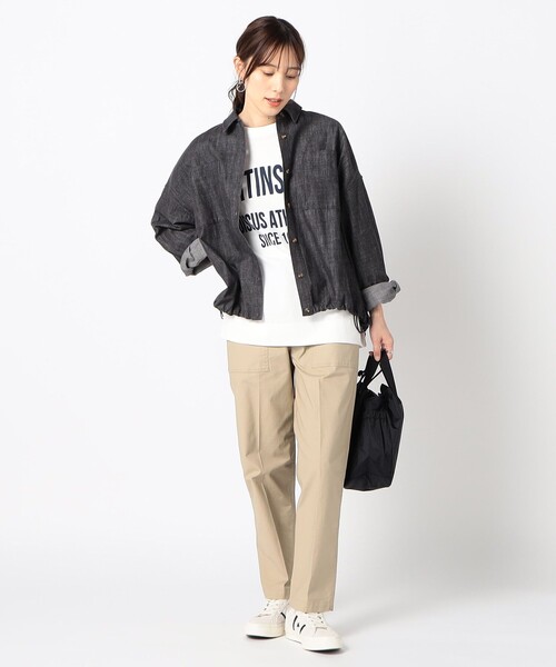 Grand PARK（グランドパーク）の「ドロスト仕様　ブルゾンライクシャツ（シャツ/ブラウス・レディース・ベージュ/キャメル・FREE）」の6枚目の写真