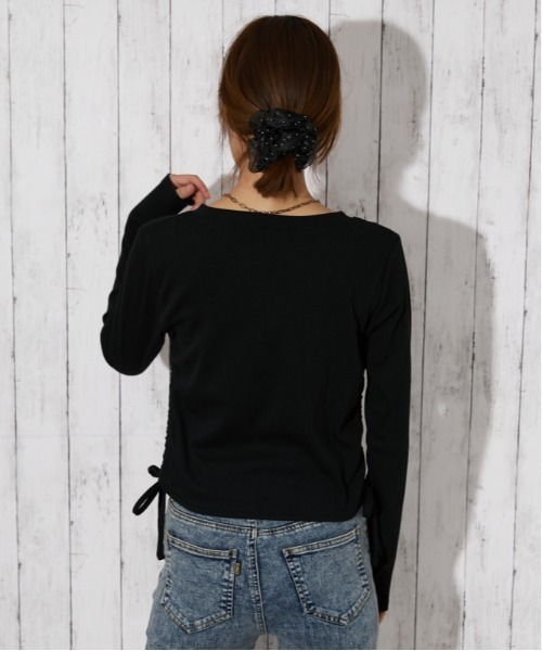 GORGE(ゴージ)の「サイドシャーリングドロスト シリコンロゴトップス|全3色(Tシャツ/カットソー・レディース・杢グレー/ブラック/ボルドー・F)」の11枚目の写真