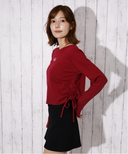 GORGE(ゴージ)の「サイドシャーリングドロスト シリコンロゴトップス|全3色(Tシャツ/カットソー・レディース・杢グレー/ブラック/ボルドー・F)」の16枚目の写真