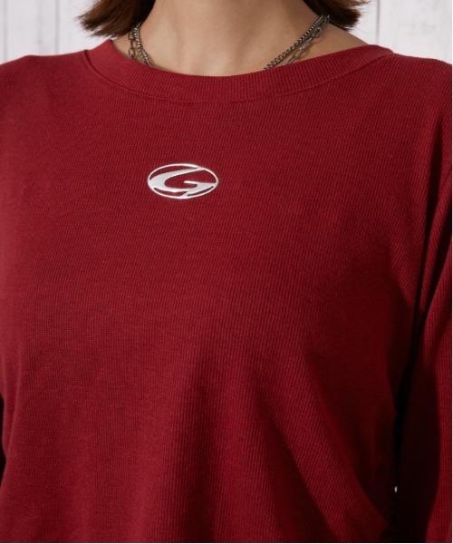 GORGE(ゴージ)の「サイドシャーリングドロスト シリコンロゴトップス|全3色(Tシャツ/カットソー・レディース・杢グレー/ブラック/ボルドー・F)」の18枚目の写真