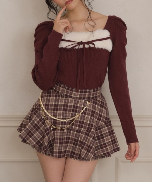 apres jour(アプレジュール)の「チェーン付きフレアスカパン(スカート・レディース・ブラック系その他/ボルドー/ブラック/ブラウン系その他・SMALL/X-LARGE/MEDIUM)」の1枚目の写真