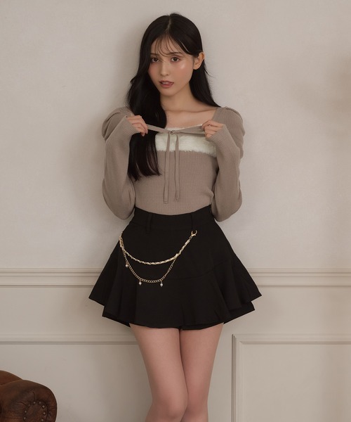 apres jour(アプレジュール)の「チェーン付きフレアスカパン(スカート・レディース・ブラック系その他/ボルドー/ブラック/ブラウン系その他・SMALL/X-LARGE/MEDIUM)」の13枚目の写真