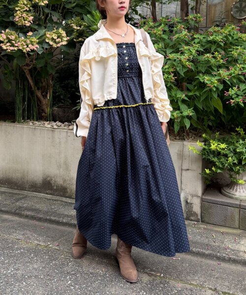 w closet(ダブルクローゼット)の「2WAYシャーリングキャミワンピース(ワンピース・レディース・ブルー/ネイビー・SMALL/MEDIUM)」の1枚目の写真