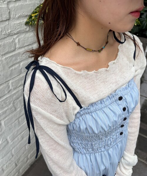 w closet(ダブルクローゼット)の「2WAYシャーリングキャミワンピース(ワンピース・レディース・ブルー/ネイビー・SMALL/MEDIUM)」の6枚目の写真