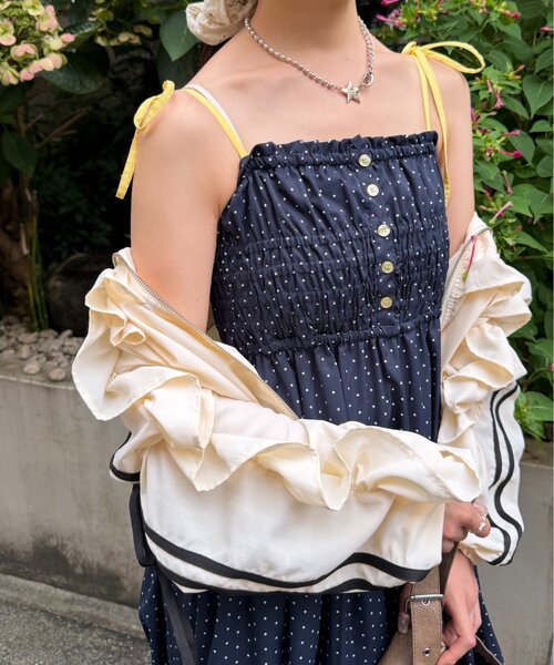 w closet(ダブルクローゼット)の「2WAYシャーリングキャミワンピース(ワンピース・レディース・ブルー/ネイビー・SMALL/MEDIUM)」の13枚目の写真