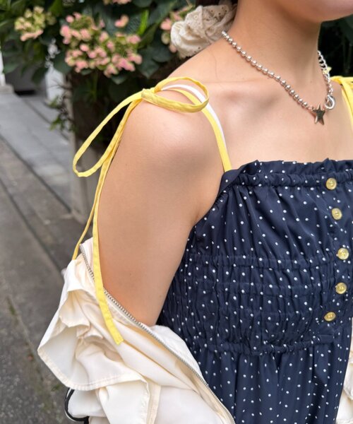 w closet(ダブルクローゼット)の「2WAYシャーリングキャミワンピース(ワンピース・レディース・ブルー/ネイビー・SMALL/MEDIUM)」の14枚目の写真