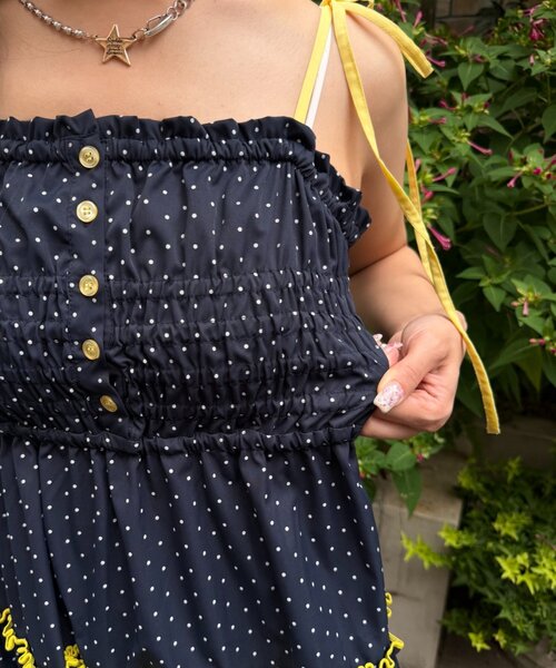 w closet(ダブルクローゼット)の「2WAYシャーリングキャミワンピース(ワンピース・レディース・ブルー/ネイビー・SMALL/MEDIUM)」の15枚目の写真