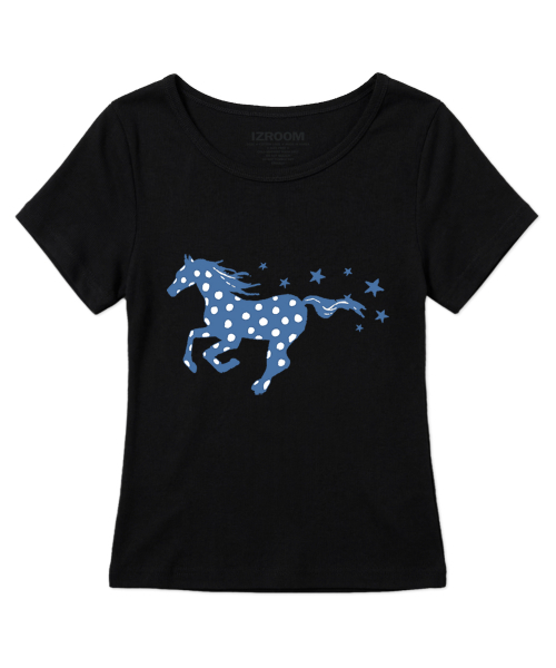 IZROOM(イズルーム)の「スターホース スリムフィット 半袖Tシャツ (ブラック)(Tシャツ/カットソー・レディース・その他・FREE)」の1枚目の写真
