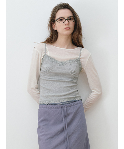 ROLAROLA(ロラロラ)の「レーススリップトップ M/グレー(Tシャツ/カットソー・レディース・ヘザーグレー・SMALL/MEDIUM)」の1枚目の写真