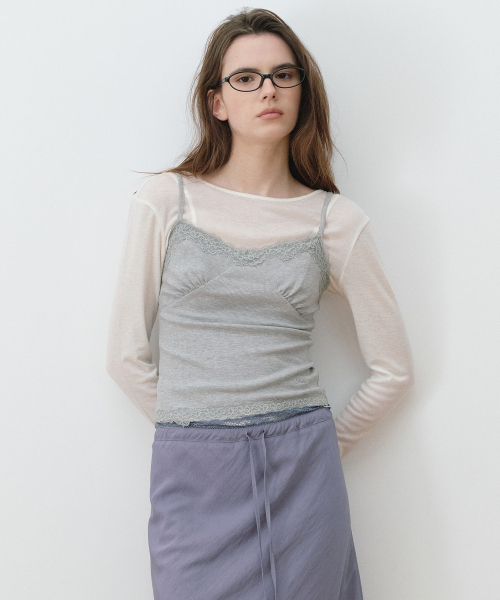 ROLAROLA(ロラロラ)の「レーススリップトップ M/グレー(Tシャツ/カットソー・レディース・ヘザーグレー・SMALL/MEDIUM)」の2枚目の写真