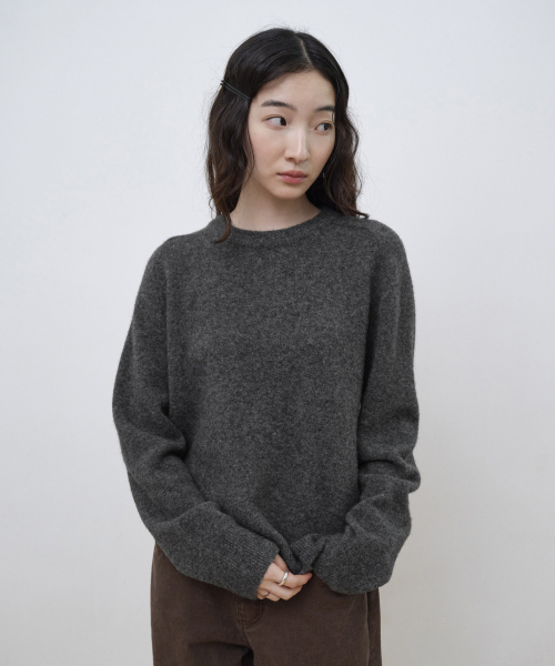 STEP AROUND（ステップアラウンド）の「ダブルバック ヤク混ニット_チャコール（ニット/セーター・レディース・その他・FREE）」の3枚目の写真