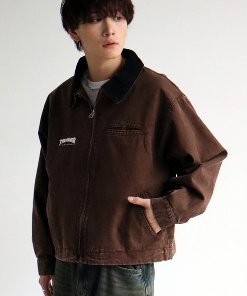 THRASHER(スラッシャー)の「【THRASHER/スラッシャー】別注 ヴィンテージダック ジップアップブルゾン(ブルゾン・メンズ・ブラウン/ブラック/カーキ・M/L/XL)」の13枚目の写真