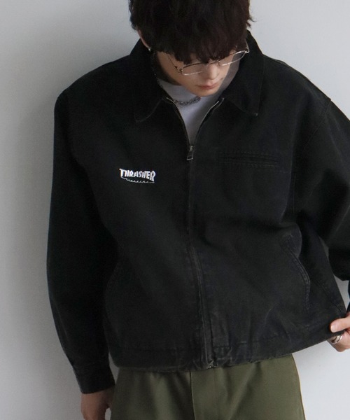 THRASHER(スラッシャー)の「【THRASHER/スラッシャー】別注 ヴィンテージダック ジップアップブルゾン(ブルゾン・メンズ・ブラウン/ブラック/カーキ・M/L/XL)」の4枚目の写真