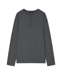 エッセンシャルワッフルヘンリーネッククロップTシャツ (3COL)