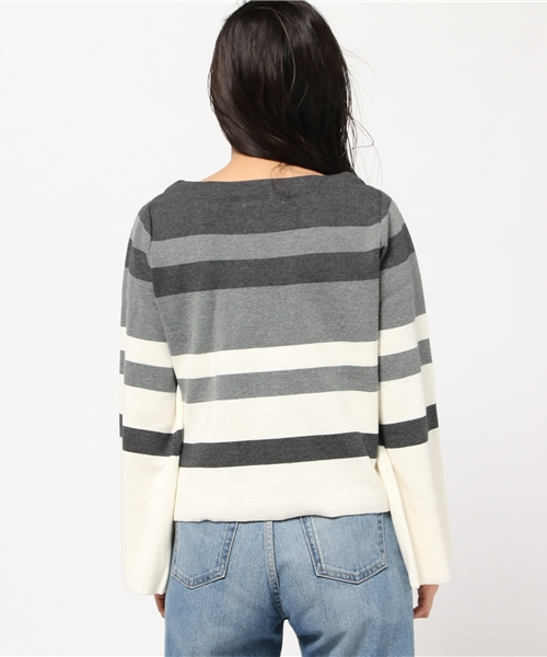 MOUSSY（マウジー）の「FLARE SLEEVE STRIPE TOP（ニット/セーター・レディース・ブラック系その他/イエロー系その他/ブルー系その他・FREE）」の6枚目の写真