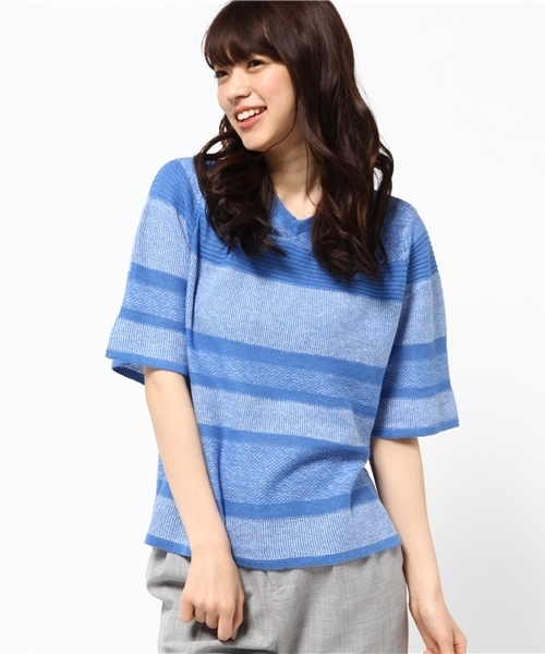 ikka（イッカ）の「7Gプレーティングボーダープルオーバー（Tシャツ/カットソー・レディース・オフホワイト/グレー/ブルー・FREE）」の3枚目の写真