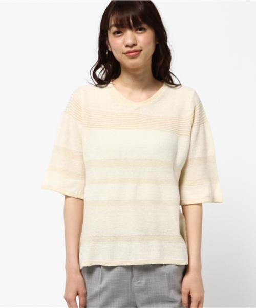 ikka（イッカ）の「7Gプレーティングボーダープルオーバー（Tシャツ/カットソー・レディース・オフホワイト/グレー/ブルー・FREE）」の5枚目の写真