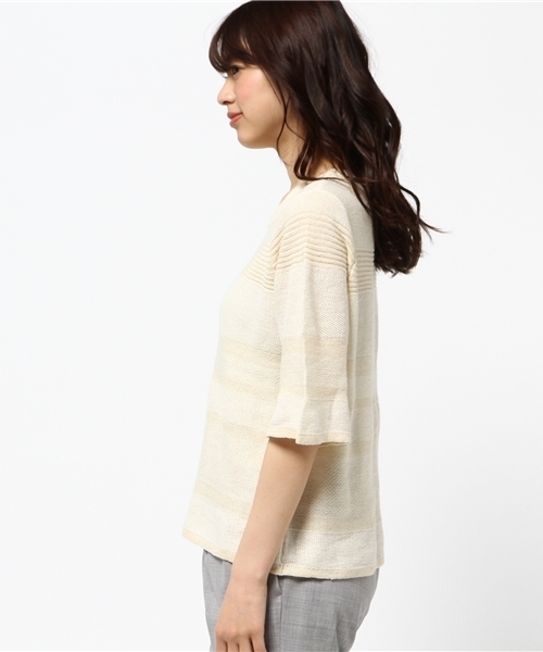 ikka（イッカ）の「7Gプレーティングボーダープルオーバー（Tシャツ/カットソー・レディース・オフホワイト/グレー/ブルー・FREE）」の6枚目の写真