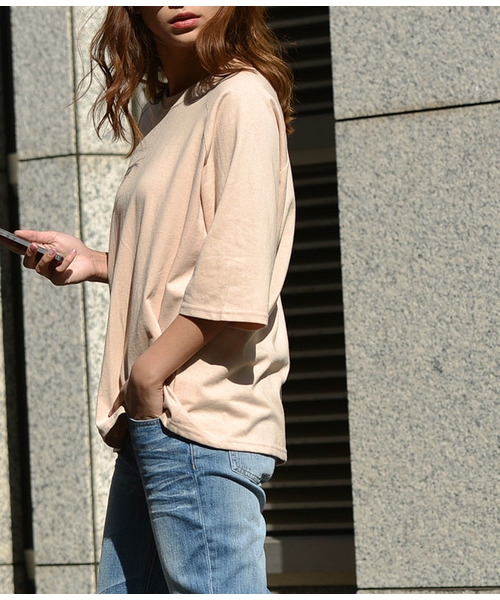 coca(コカ)の「選べるカラバリ◆コットン100%ゆったりラグランスリーブカットソー(Tシャツ/カットソー)」|ベージュ