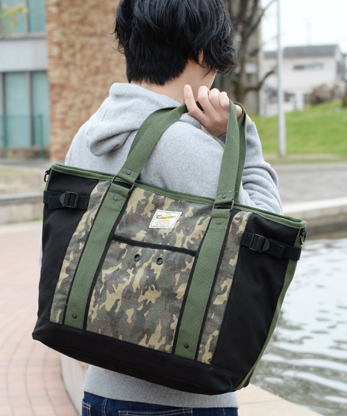 DEVICE(デバイス)の「Rename リネーム mark キャンバス ビッグ トートバッグ(トートバッグ・メンズ・ネイビー/イエロー/カモフラージュ/カーキ・FREE)」の4枚目の写真