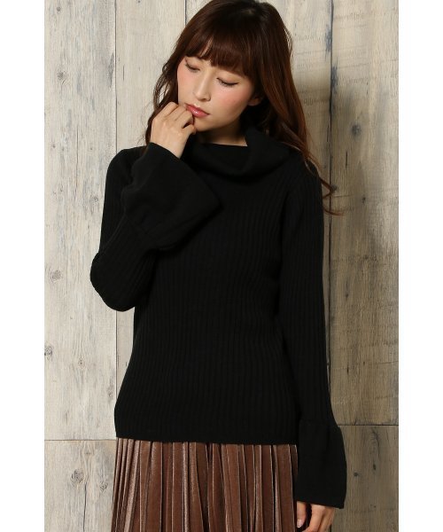 VENCEEXCHANGE（ヴァンスエクスチェンジ）の「袖フレアオフタートルＰＯ（ニット/セーター・レディース・ブラック/グレー・MEDIUM）」の2枚目の写真
