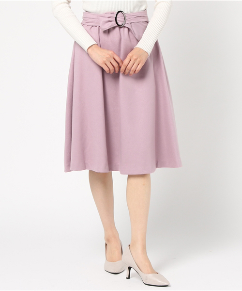 TRUDEA（トルディア）の「ベルト付き　サーキュラースカート（スカート・レディース・ベージュ/ピンク/グレー/ブルー・SMALL/MEDIUM）」の4枚目の写真
