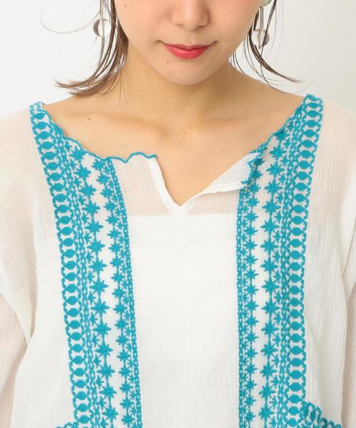 Another Edition(アナザーエディション)の「クレープ刺繍チュニック ◆(シャツ/ブラウス・レディース・ホワイト/イエロー/ピンク・フリー)」の7枚目の写真