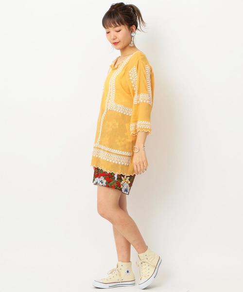 Another Edition(アナザーエディション)の「クレープ刺繍チュニック ◆(シャツ/ブラウス・レディース・ホワイト/イエロー/ピンク・フリー)」の17枚目の写真