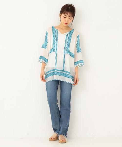 Another Edition(アナザーエディション)の「クレープ刺繍チュニック ◆(シャツ/ブラウス・レディース・ホワイト/イエロー/ピンク・フリー)」の20枚目の写真