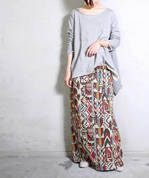 antiqua(アンティカ)の「裾デザインカットオフトップス(スウェット・レディース・ライトグレー/ネイビー・M)」の19枚目の写真